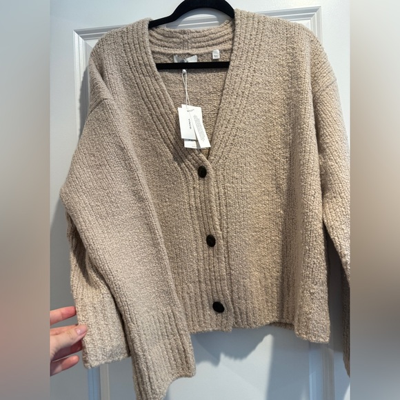 $425 VINCE Bouclé-Knit Wool-Blend Cardigan Sz L - Picture 7 of 12